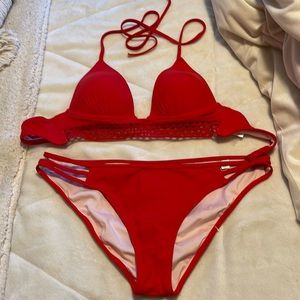 Swimsuit top is a  32b  bottoms are medium brand new never worn